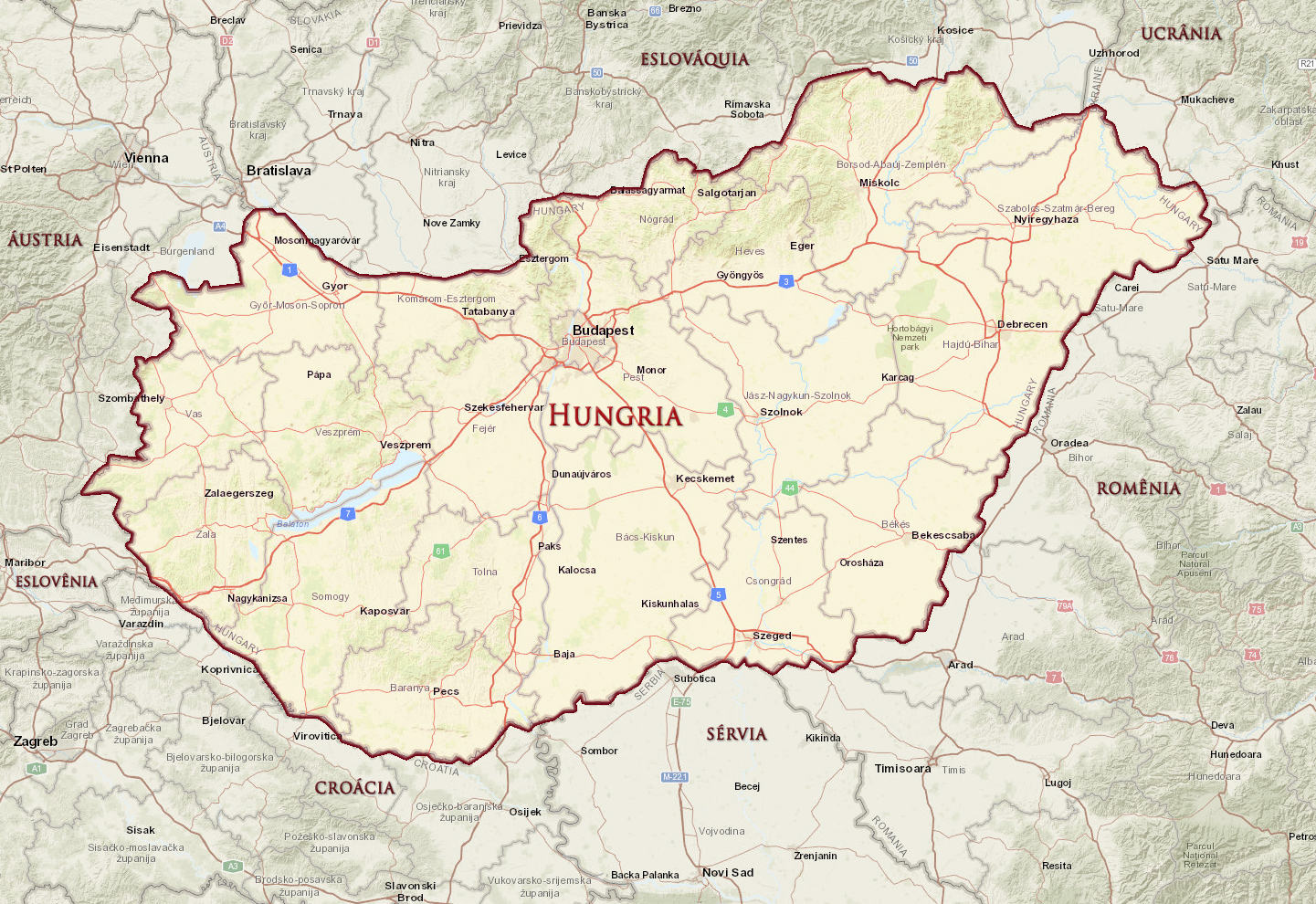 Mapa Hungria