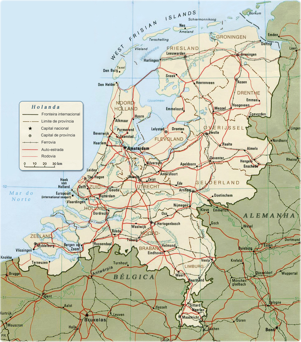Mapa da Holanda - Mapas da Europa