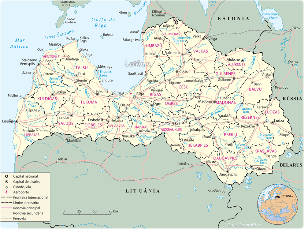 Mapa Letônia
