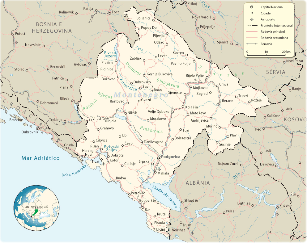 Mapa Montenegro
