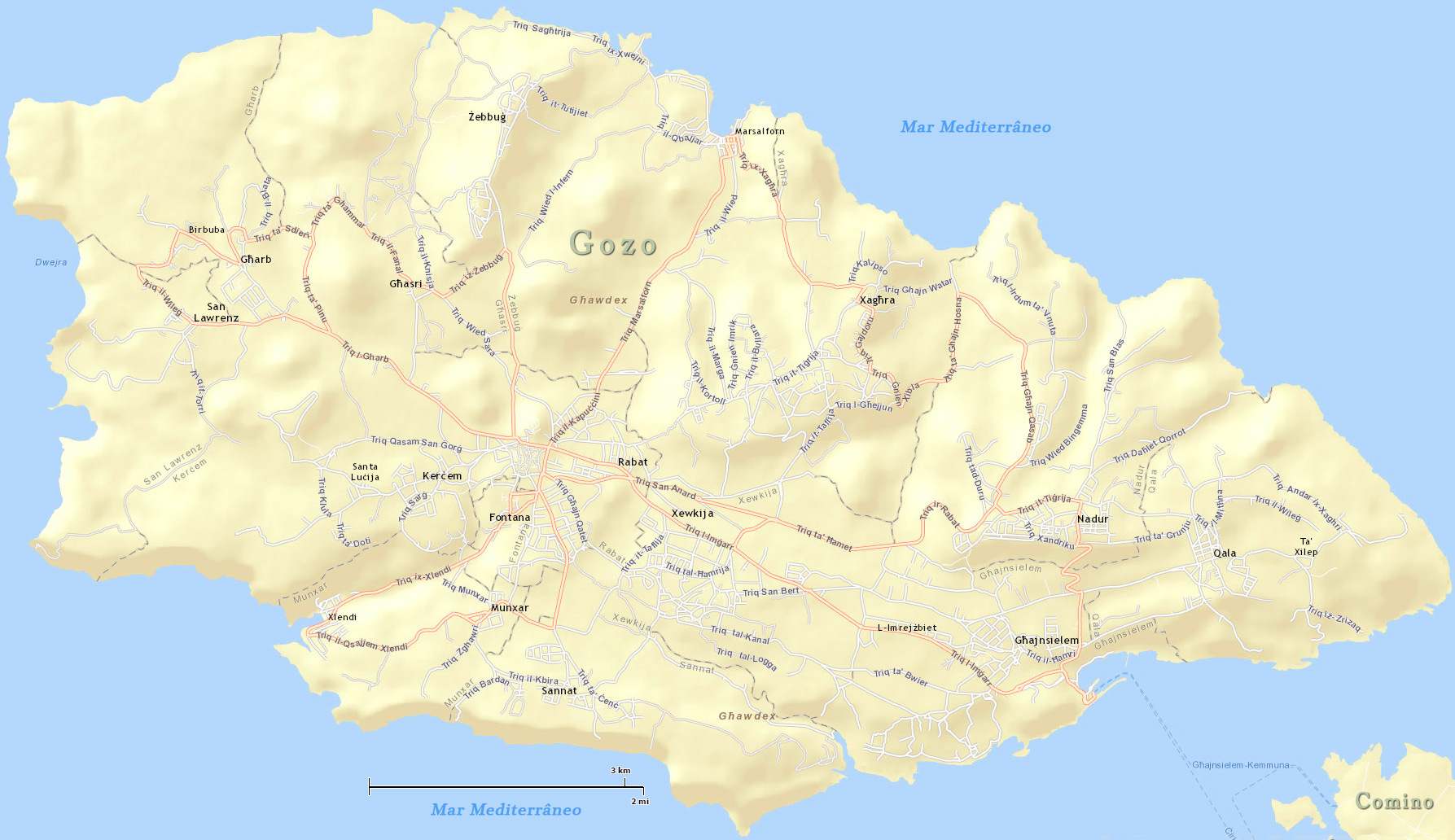 Mapa Gozo