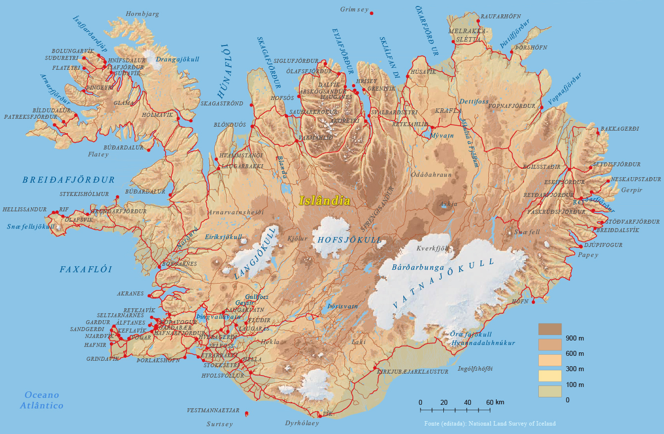 Mapa Islandia