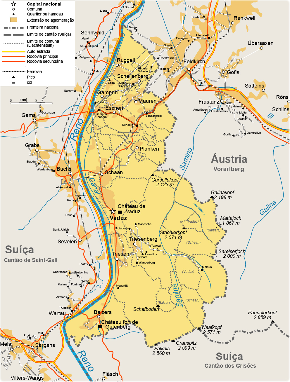 Mapa Liechtenstein