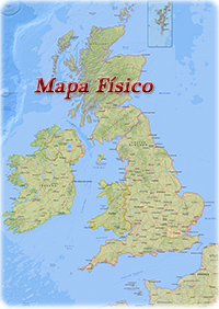 Mapa fisico Inglaterra