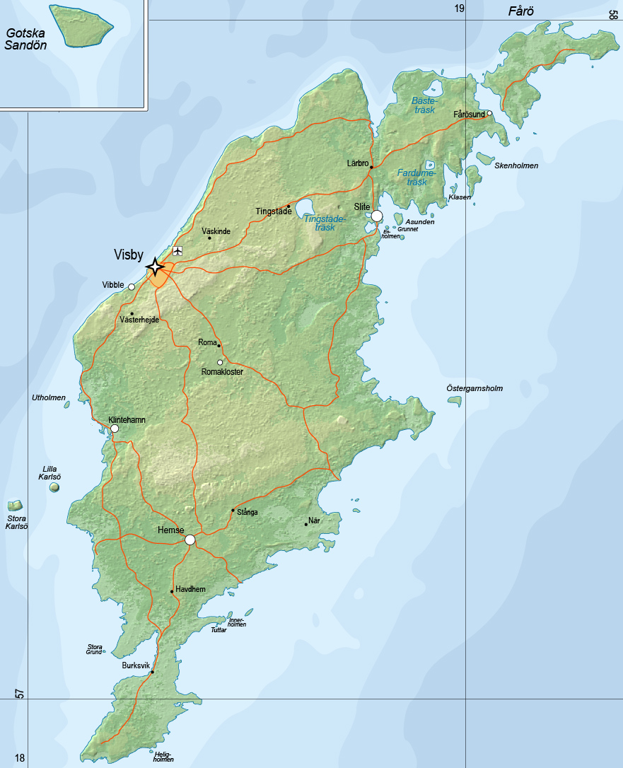 Mapa de Gotland - Suécia
