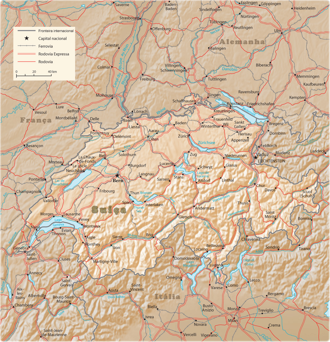 Mapa Suíça Fisico