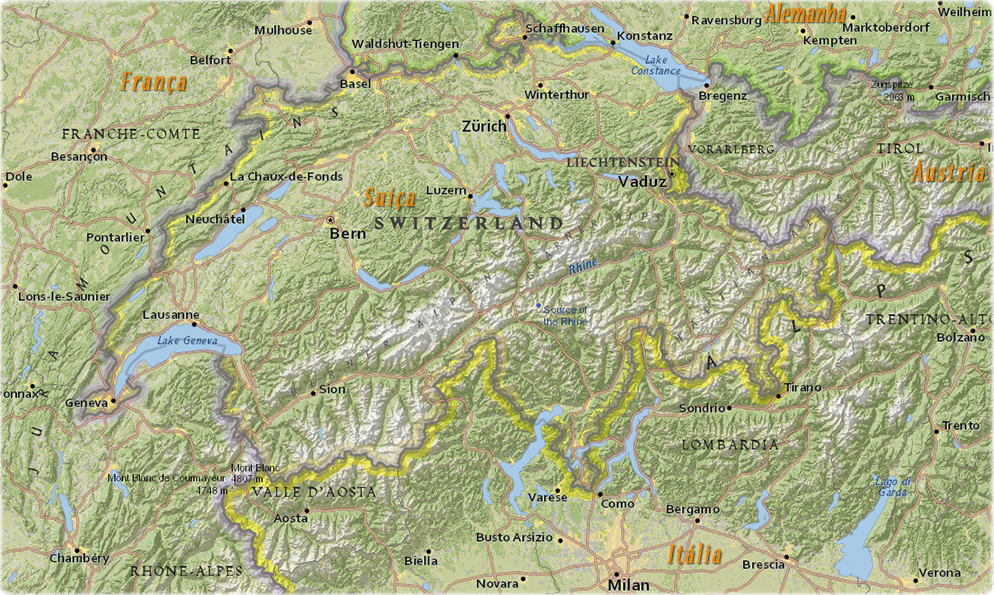 Mapa Geografico Suiça